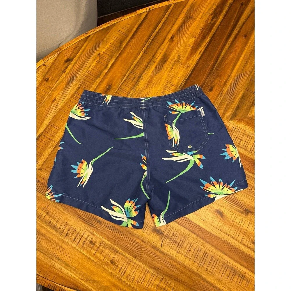 Chubbies Swim Trunks Mens XL Tagged L Navy Bird of Paradise 5” Inseam USA